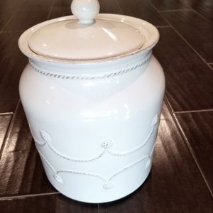 Juliska Berry & Thread cookie jar whitewash color